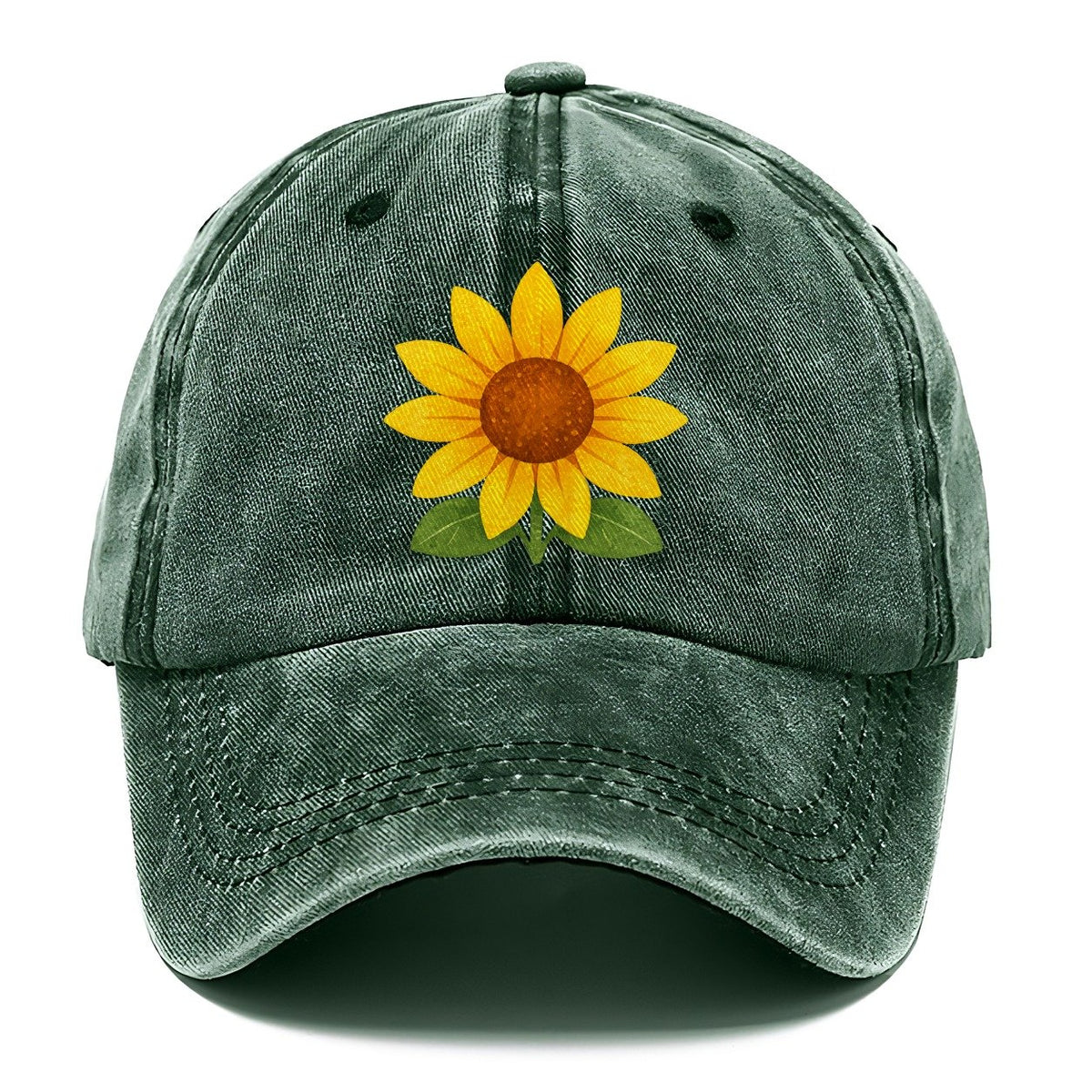 Textured Sunflower Bloom Classic Cap – Forest Mist
