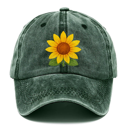 Textured Sunflower Bloom Classic Cap – Forest Mist