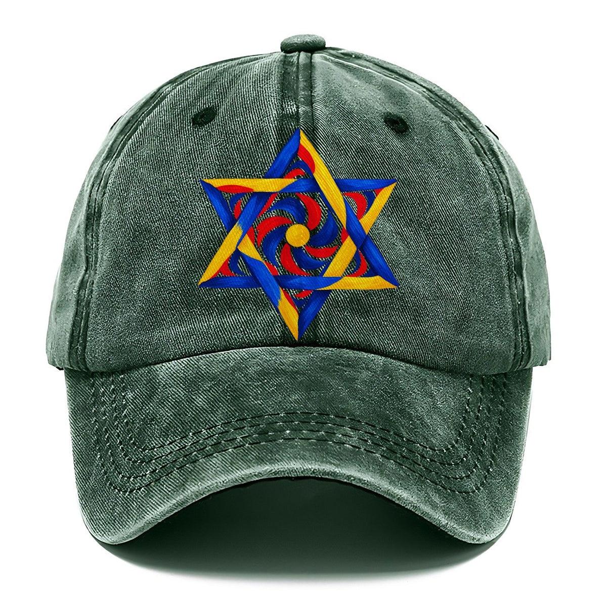 Bauhaus Geometric Star of David Classic Cap – Forest Mist