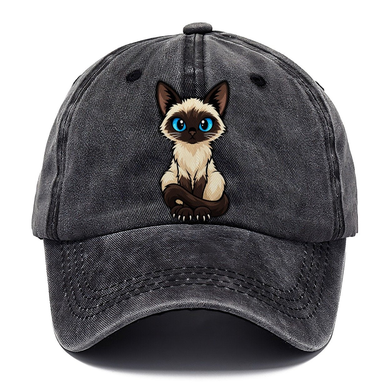 Siamese Sitting Tall Peeking Cats Classic Cap – Graphite