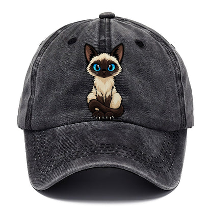 Siamese Sitting Tall Peeking Cats Classic Cap – Graphite