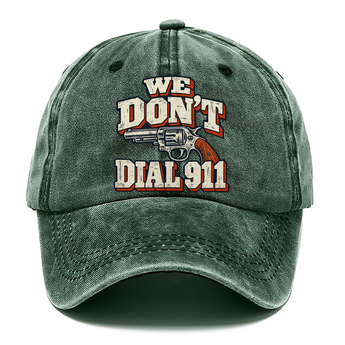 Woodtype Broadsheet We Don't Dial 911 Classic Cap – Forest Mist
