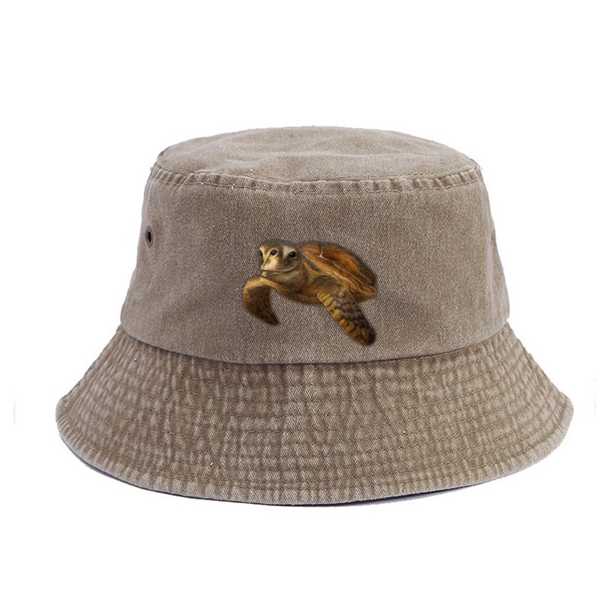 Sea Turtle Portrait Design Vintage Bucket Hat – Warm Sand