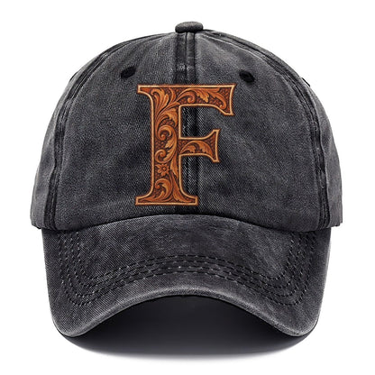 Tooled Leather F Monogram Classic Cap – Graphite