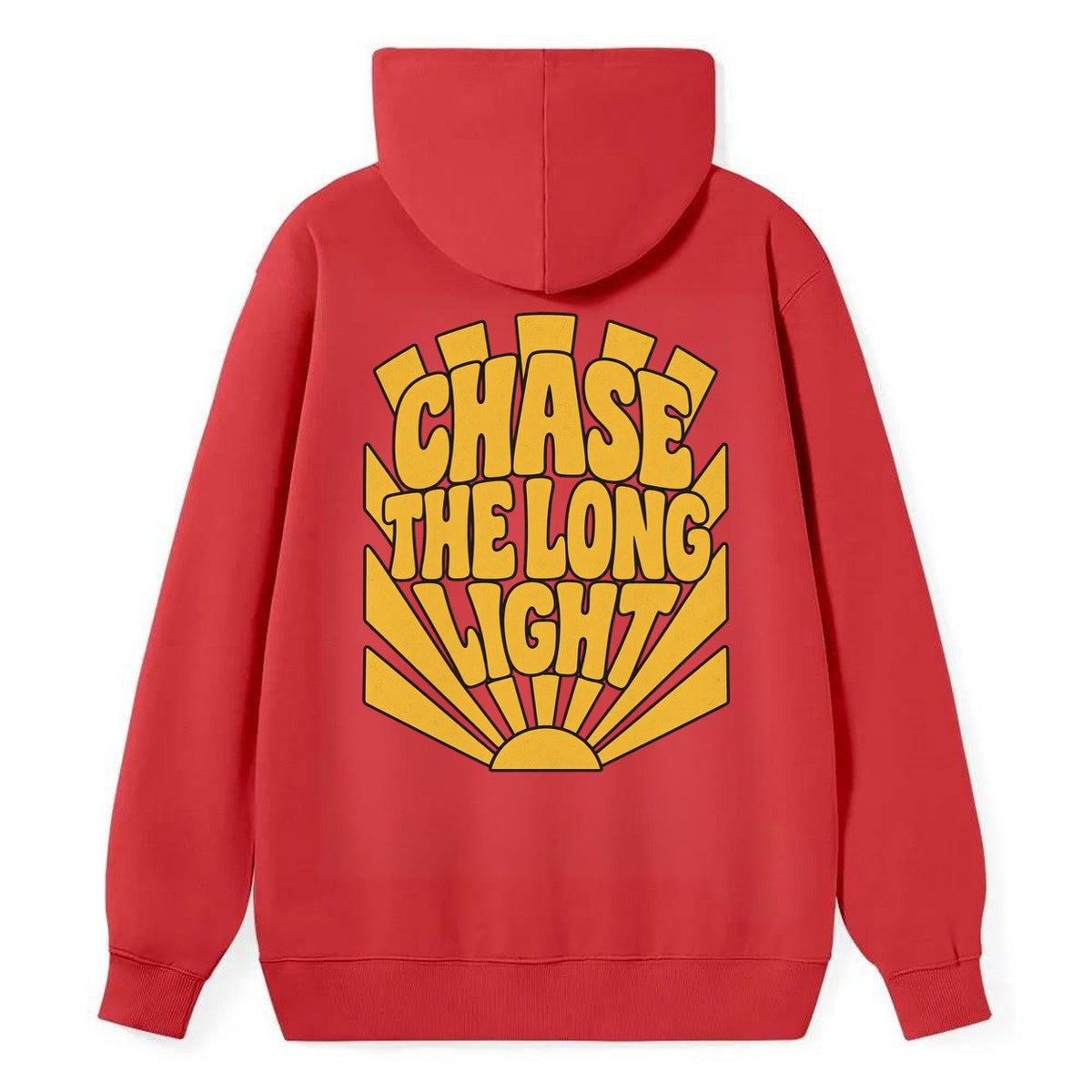 Chase The Long Light Sunburst Sayings Classic Pullover Hoodie – Red