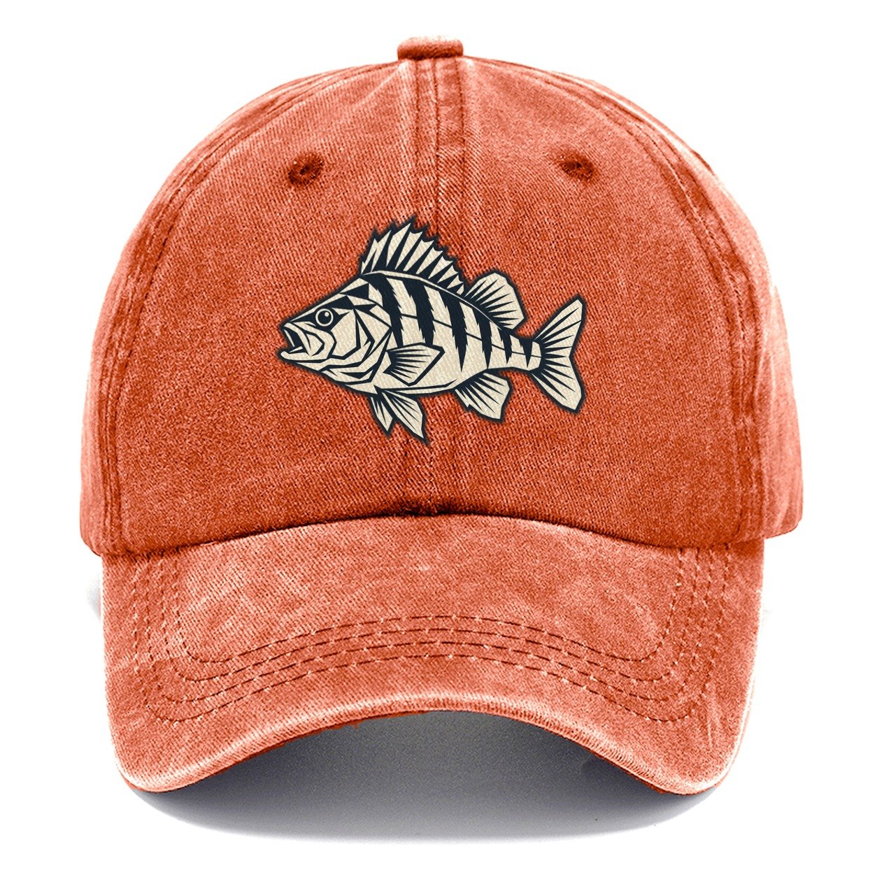 Geometric Perch Fishing Elegant Classic Cap – Terracotta Clay