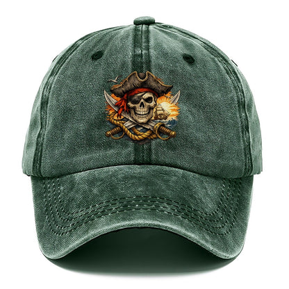 Pirate Skull Sunset Voyage Classic Cap – Forest Mist