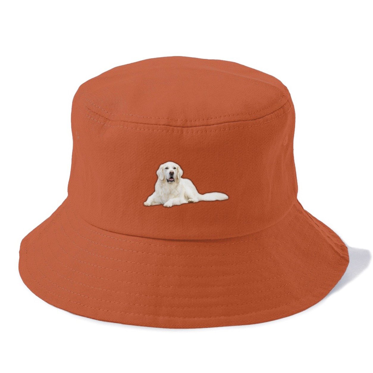 White English Cream Golden Retrievers Bucket Hat – Red