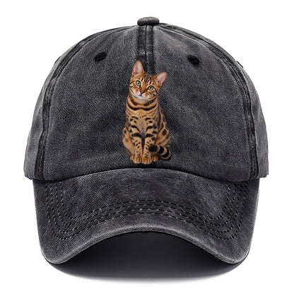 Bengal Seated Portrait Realistic Cat Portrait Classic Cap – Graphite