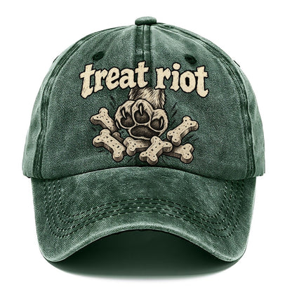 One Raised Dog Paw Above A Tumbling Scatter Of Bone Shaped Biscuits Bark For Me Classic Cap – Forest Mist