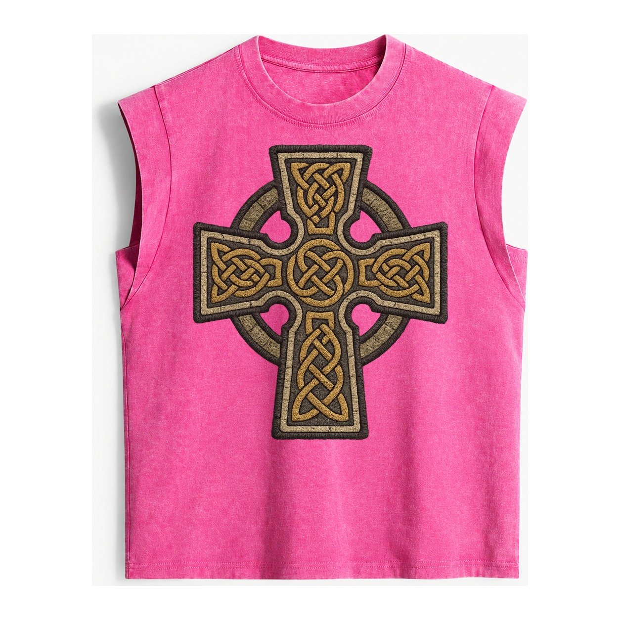 Celtic Cross Vintage Washed Tank – Pink