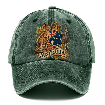 Australia Kangaroo and Emu Crest Classic Cap – Forest Mist