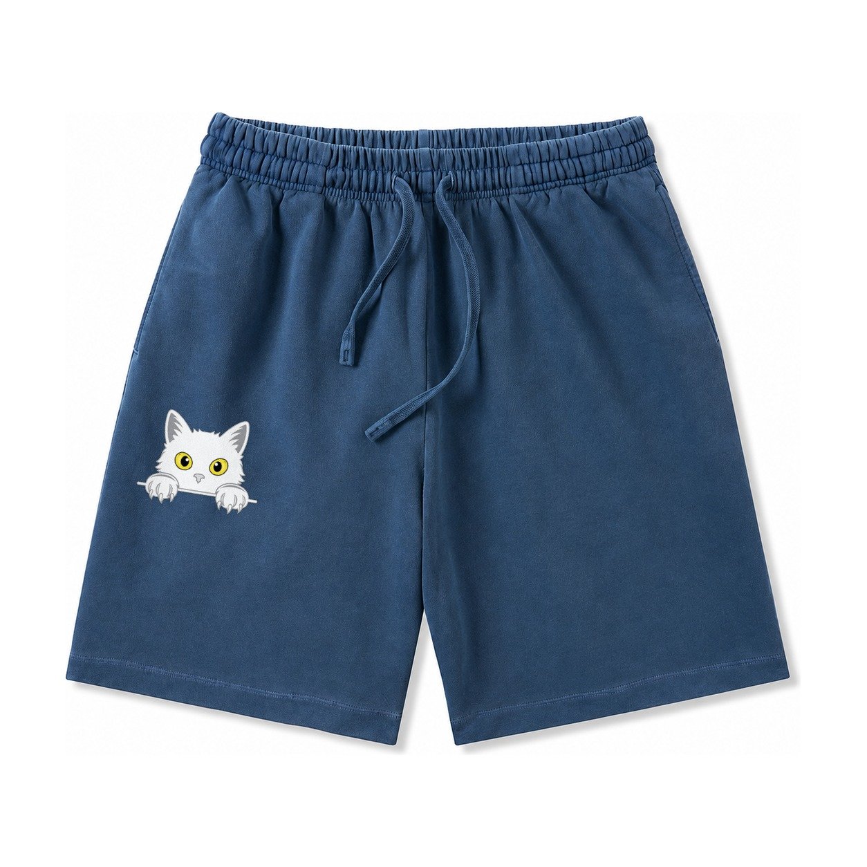 Black Cat Washed Shorts – Denim Blue
