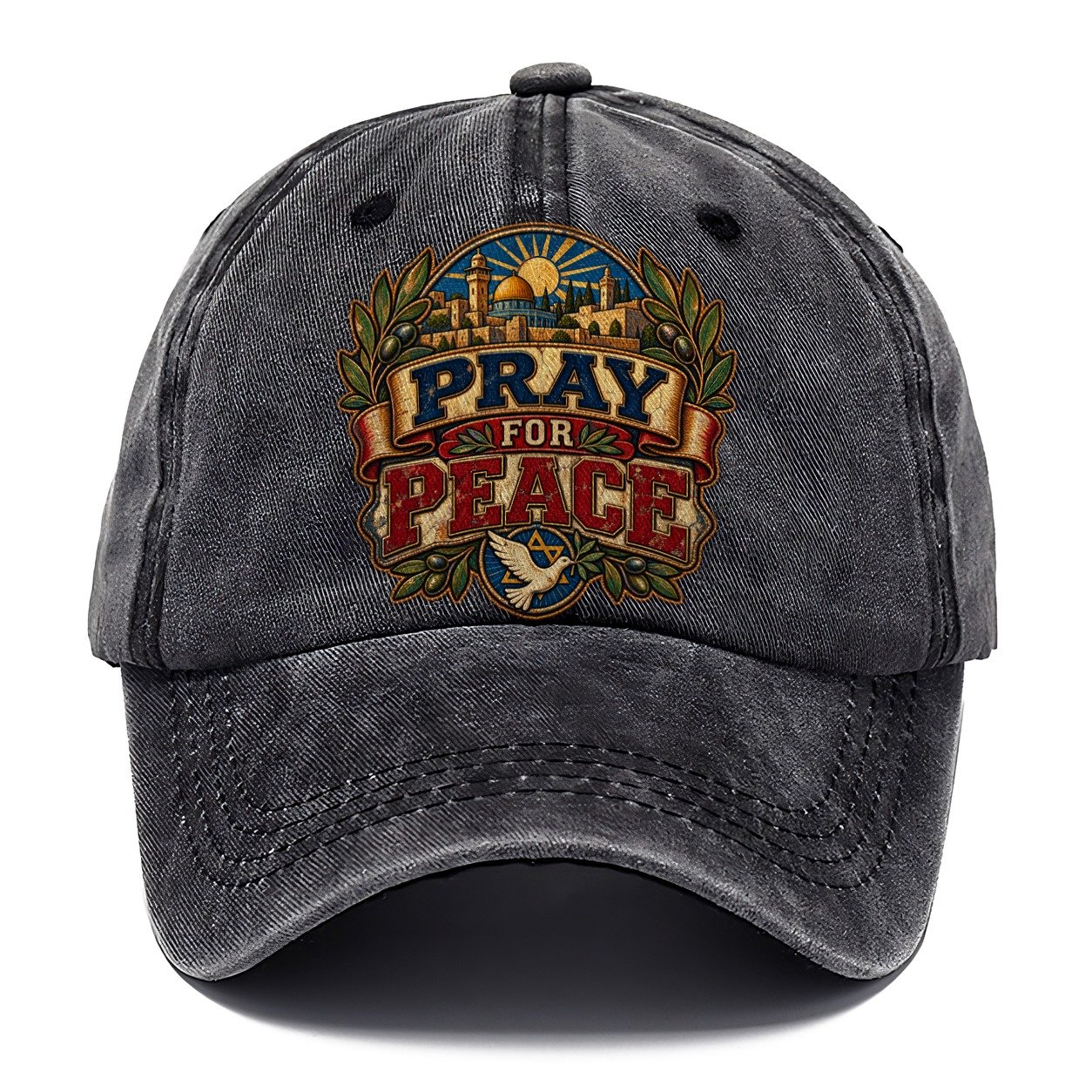 Pray For Peace Lettering Jerusalem Classic Cap – Graphite