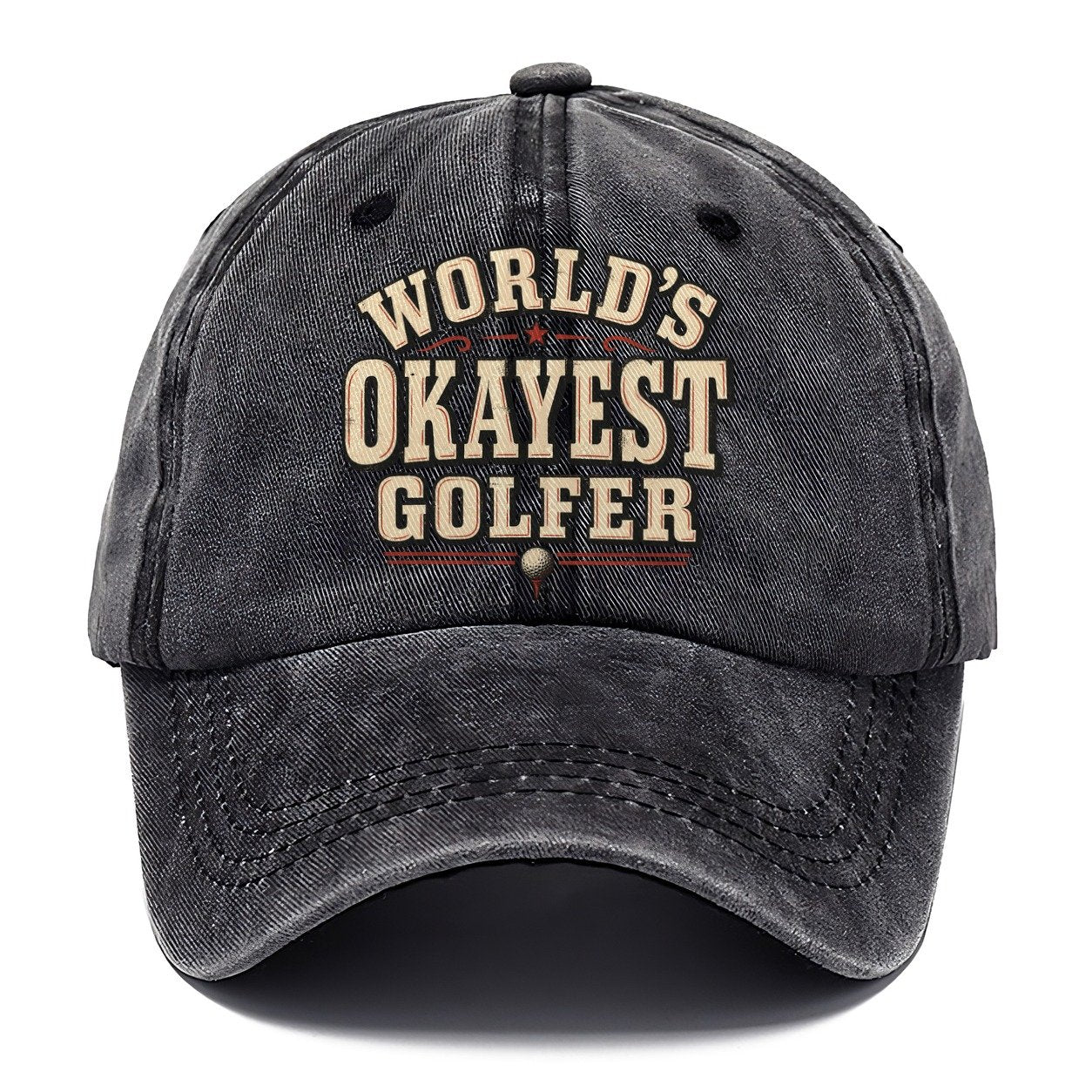World S Okayest Golfer American Wit Classic Cap – Graphite