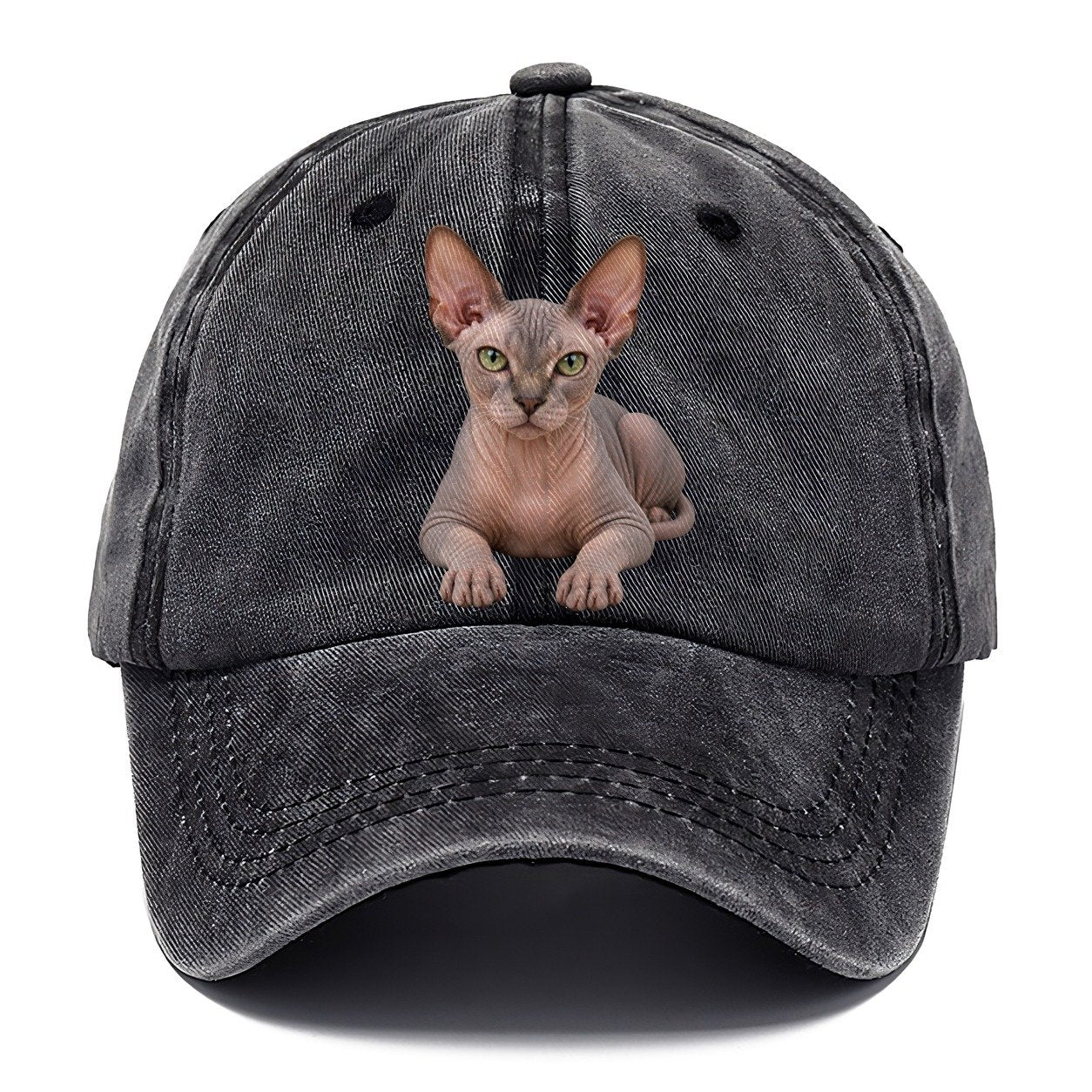Sphynx Reclining Paws Forward Realistic Cat Portrait Classic Cap – Graphite