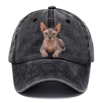 Sphynx Reclining Paws Forward Realistic Cat Portrait Classic Cap – Graphite