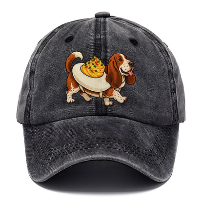One Basset Hound In Halloween Costume Deviled Egg Costume With A Yolky Yellow Center Halloween Dog Parade Classic Cap – Graphite