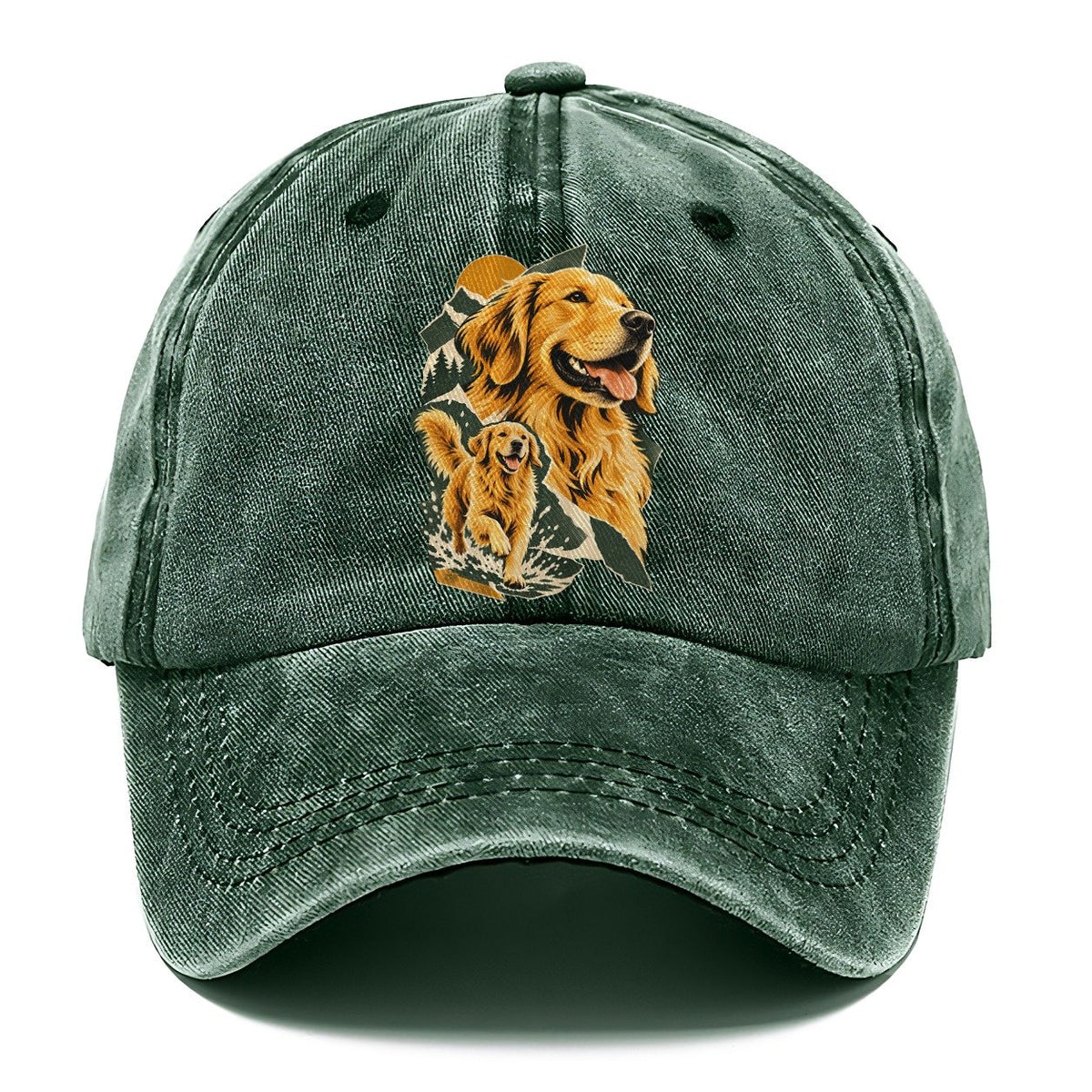 Golden Retriever Mountain Portrait Classic Cap – Forest Mist