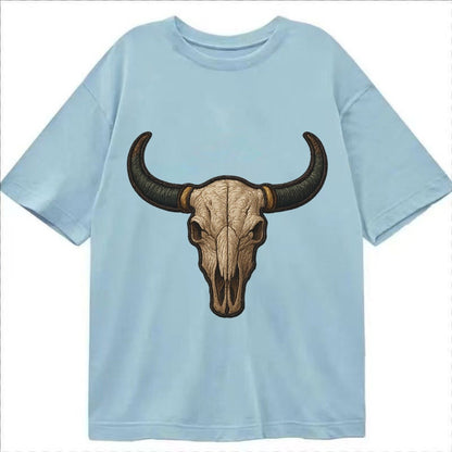 Bull Skull Longhorn Skull With Horns Classic T-shirt – Light Blue