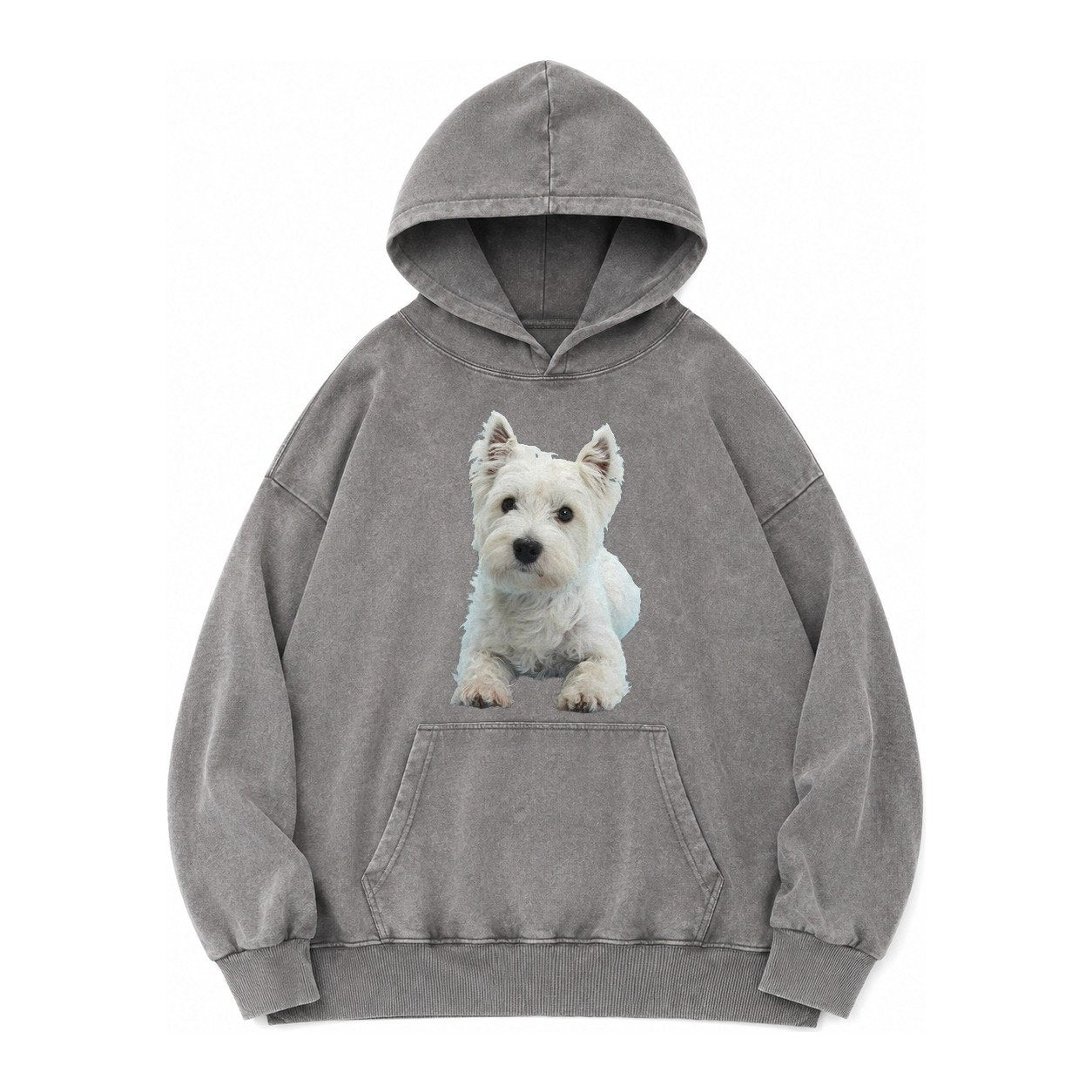 West Highland White Terrier Vintage Washed Hoodie – Grey