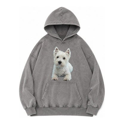 West Highland White Terrier Vintage Washed Hoodie – Grey