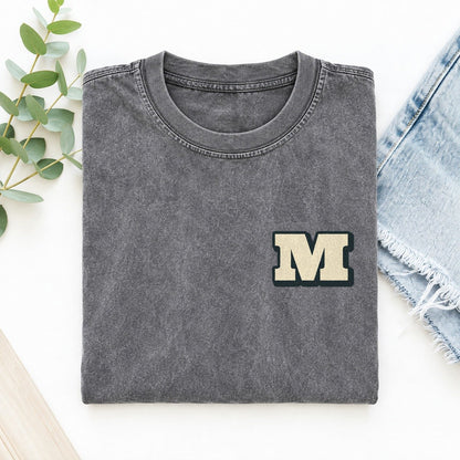 Initial M Left Chest Vintage T-shirt – Grey