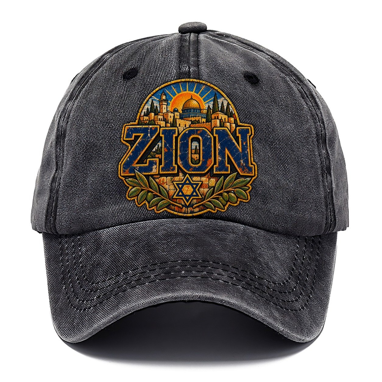 Zion Block Letters Jerusalem Classic Cap – Graphite