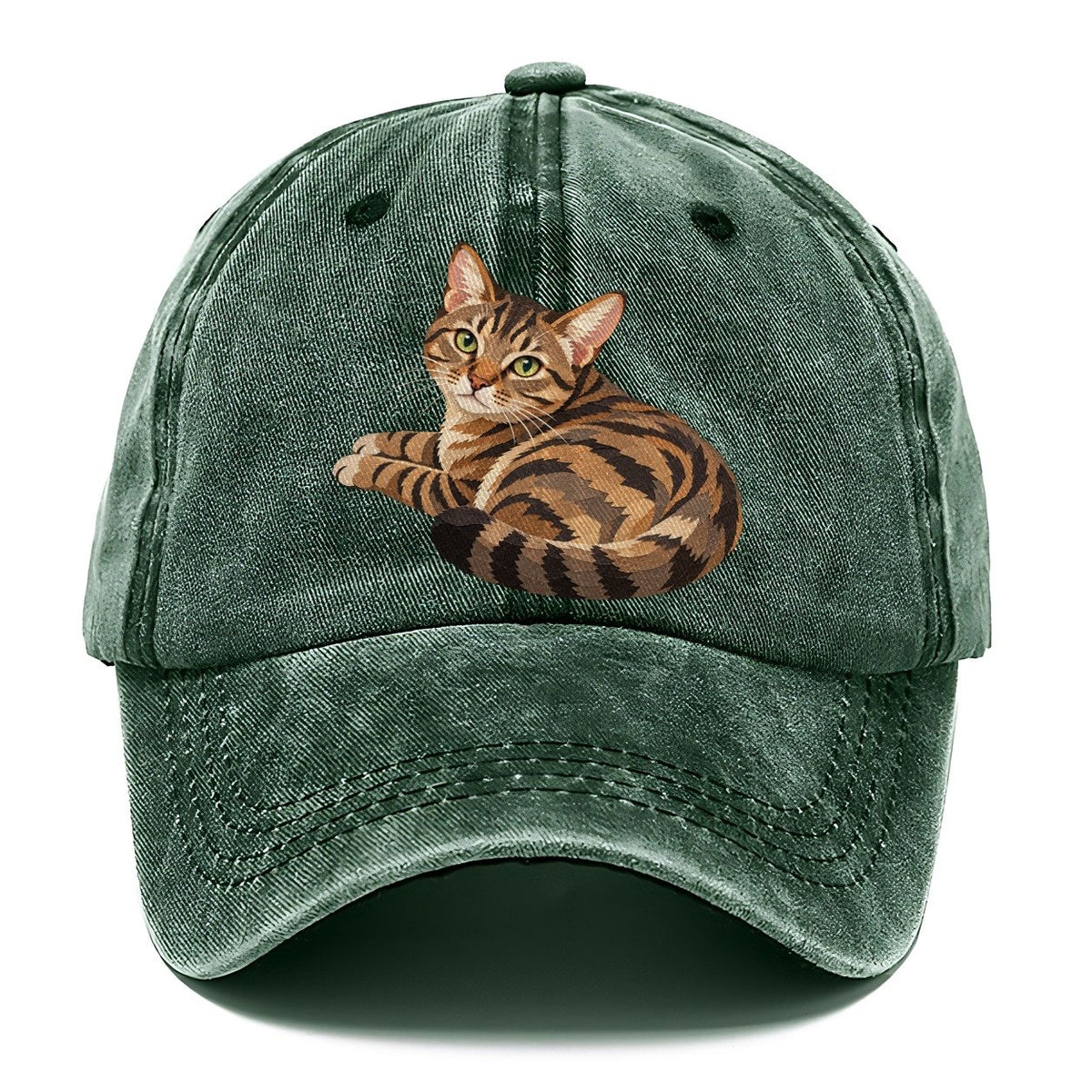 Curled Tabby Cat Classic Cap – Forest Mist