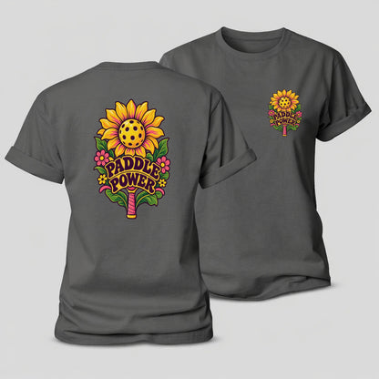 Sunflower Paddle Power Pickleball Life Women's Cotton T-Shirt – Grey