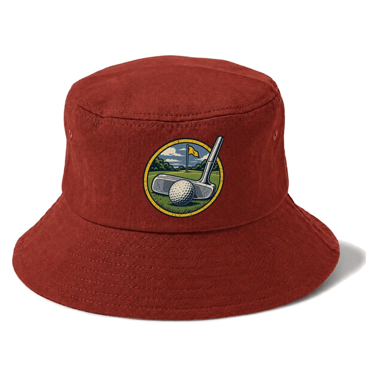 Putter And Ball Circle Golf Life Bucket Hat – Red