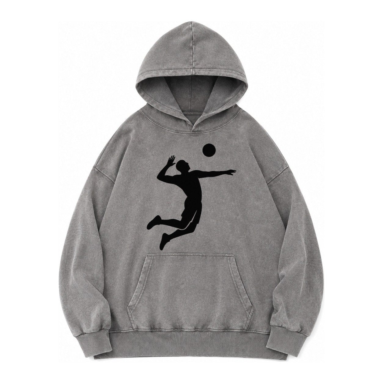 Volleyball Spike Vintage Washed Hoodie – Grey