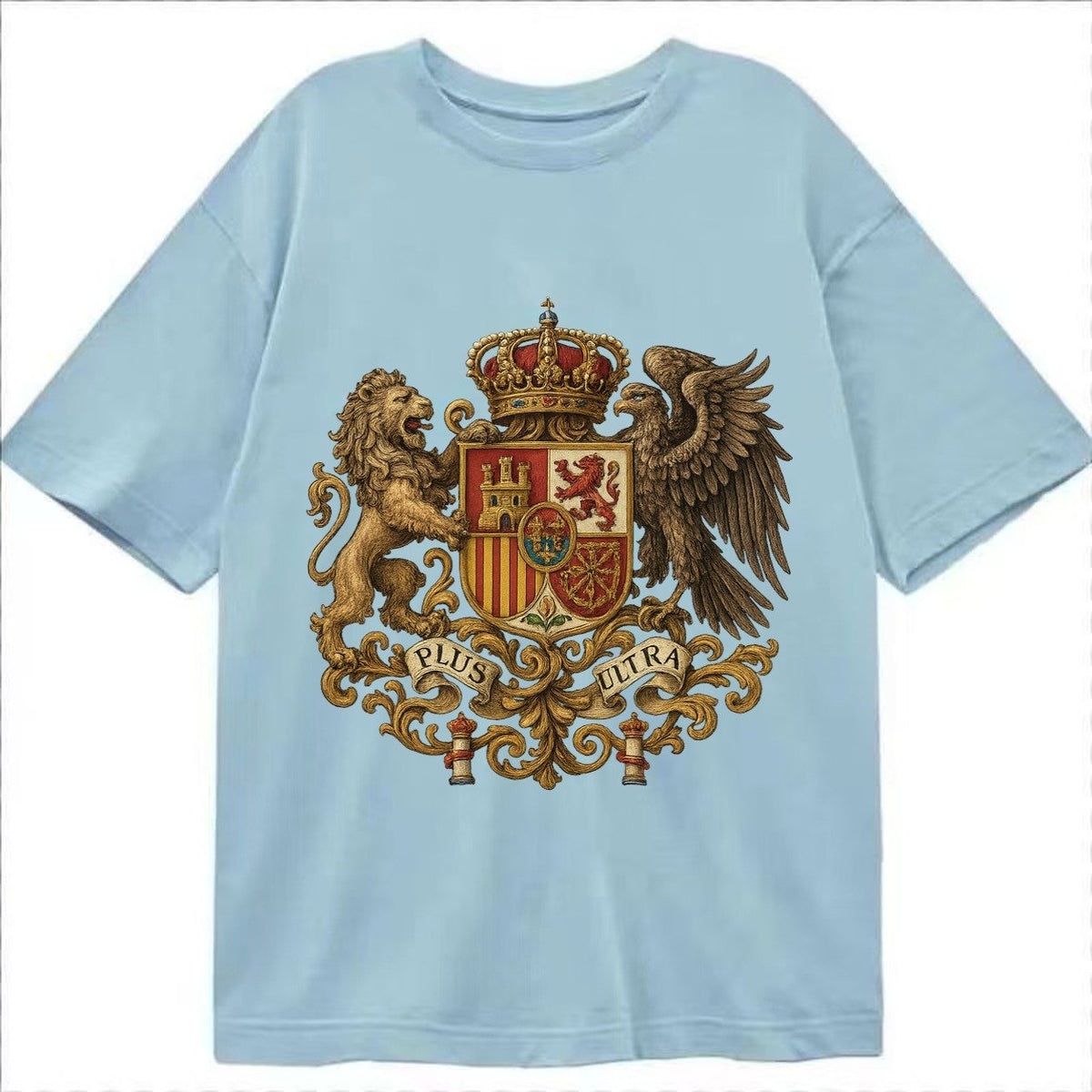 Spain Royal Logo Traditional Corona Real Espanola Plus Ultra Classic T-shirt – Light Blue