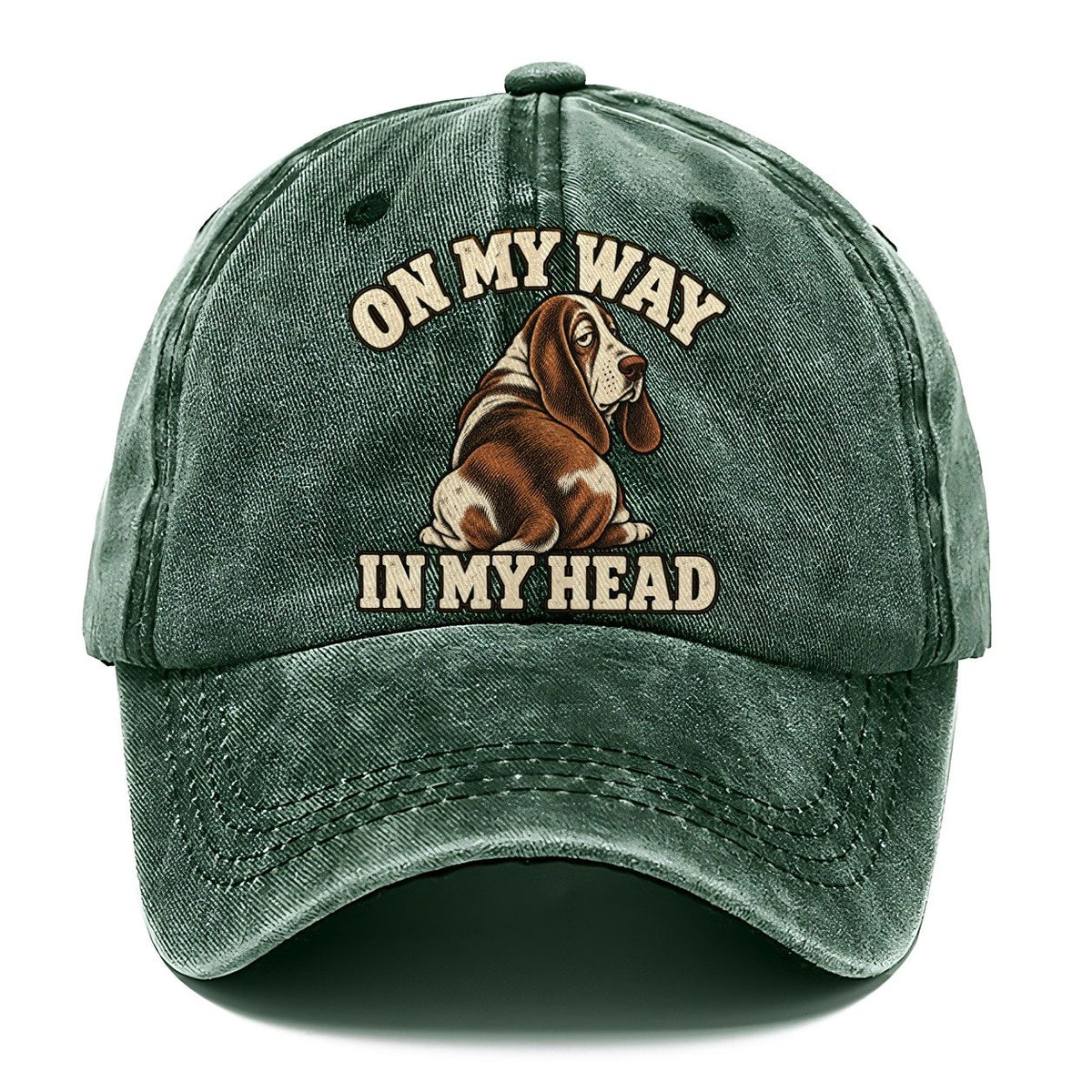 Basset Travelling In Thought Character Club Classic Cap – Forest Mist