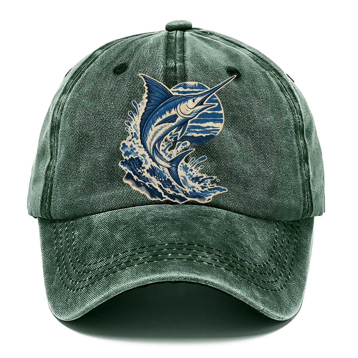 Leaping Marlin and Waves Classic Cap – Forest Mist