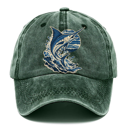 Leaping Marlin and Waves Classic Cap – Forest Mist