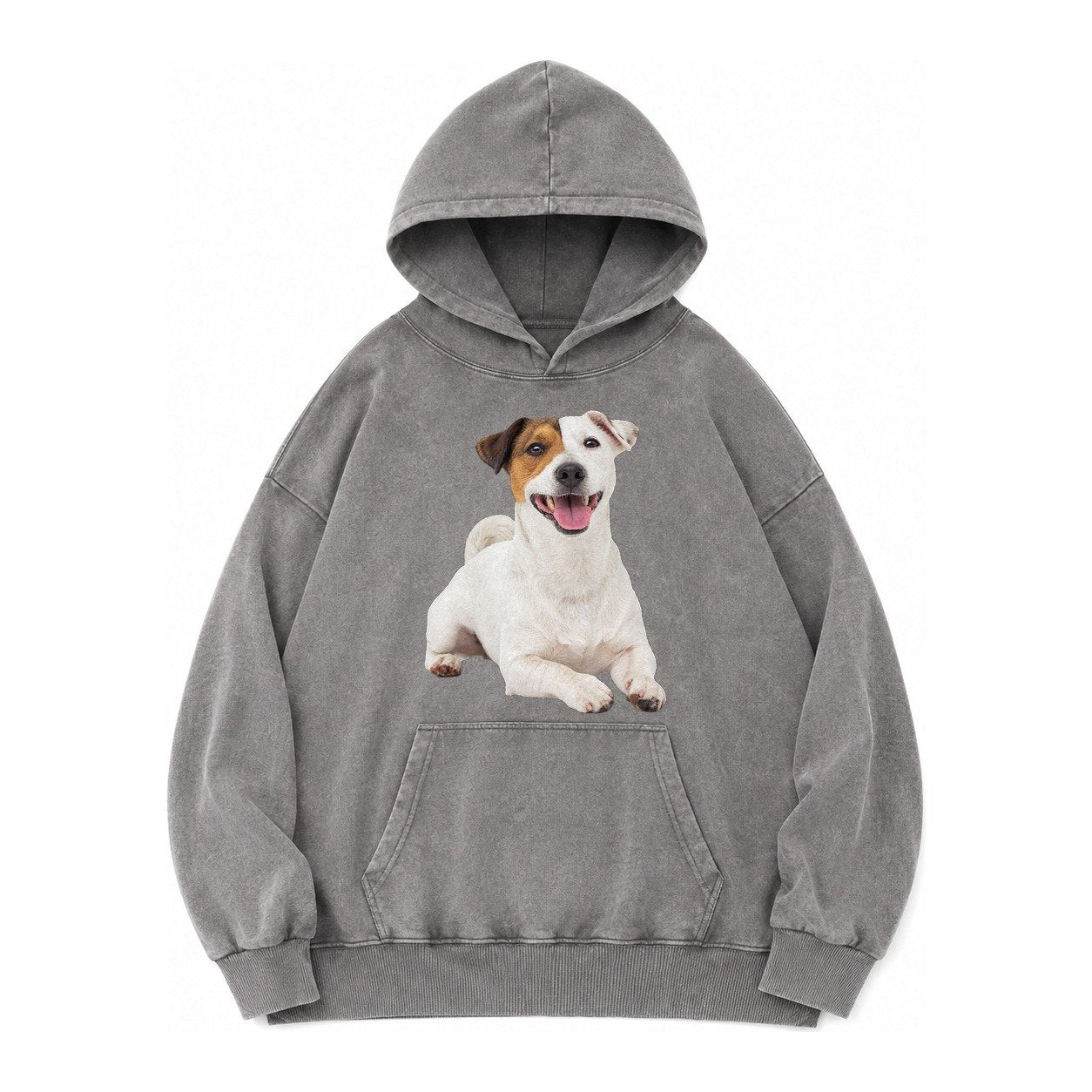 Jack Russell Terrier Dog Vintage Washed Hoodie – Grey