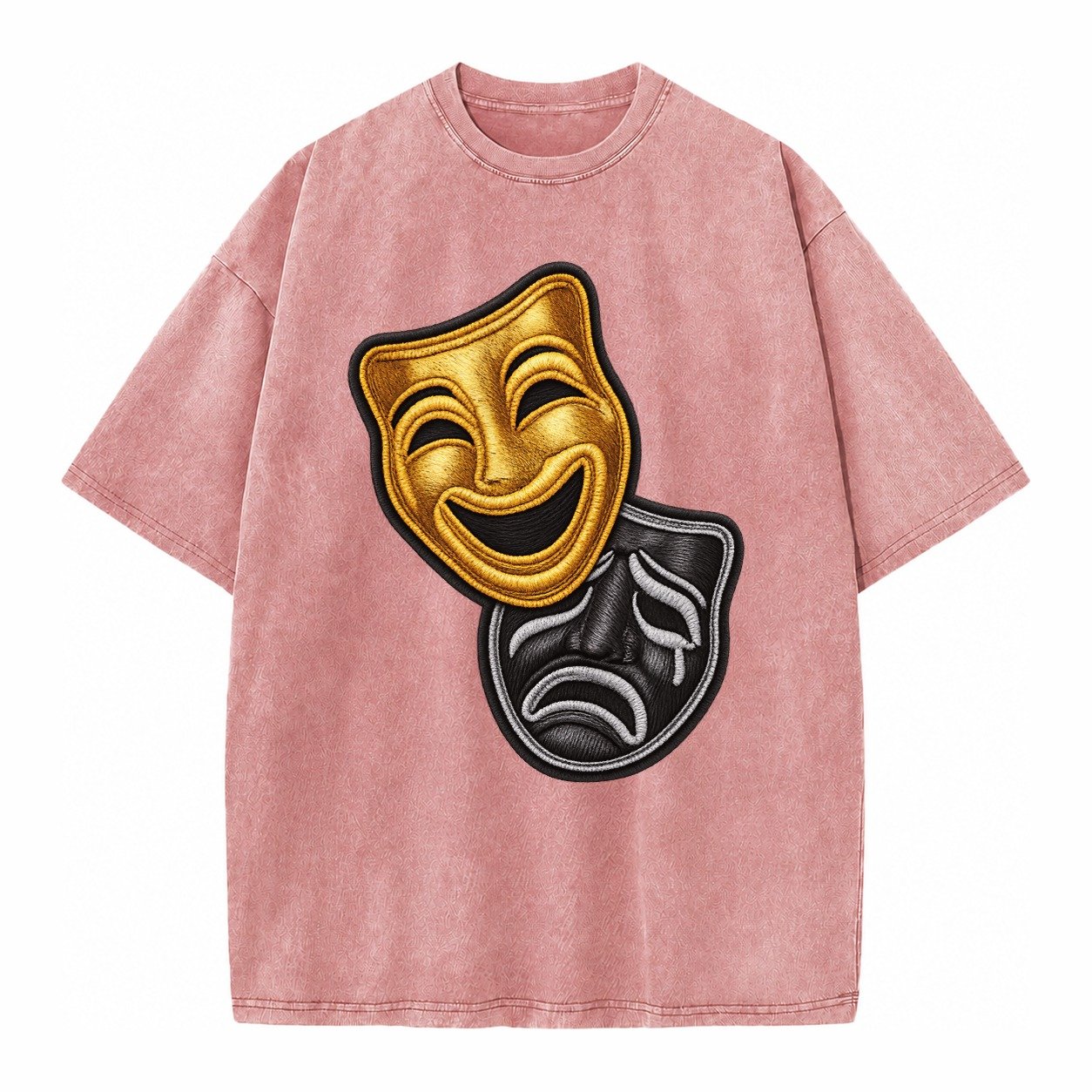Broadway Masks Comedy Tragedy Masks In Gold And Black Theate Vintage T-shirt – Dusty Rose