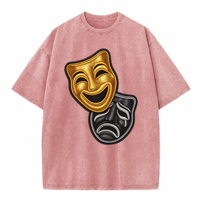 Broadway Masks Comedy Tragedy Masks In Gold And Black Theate Vintage T-shirt – Dusty Rose