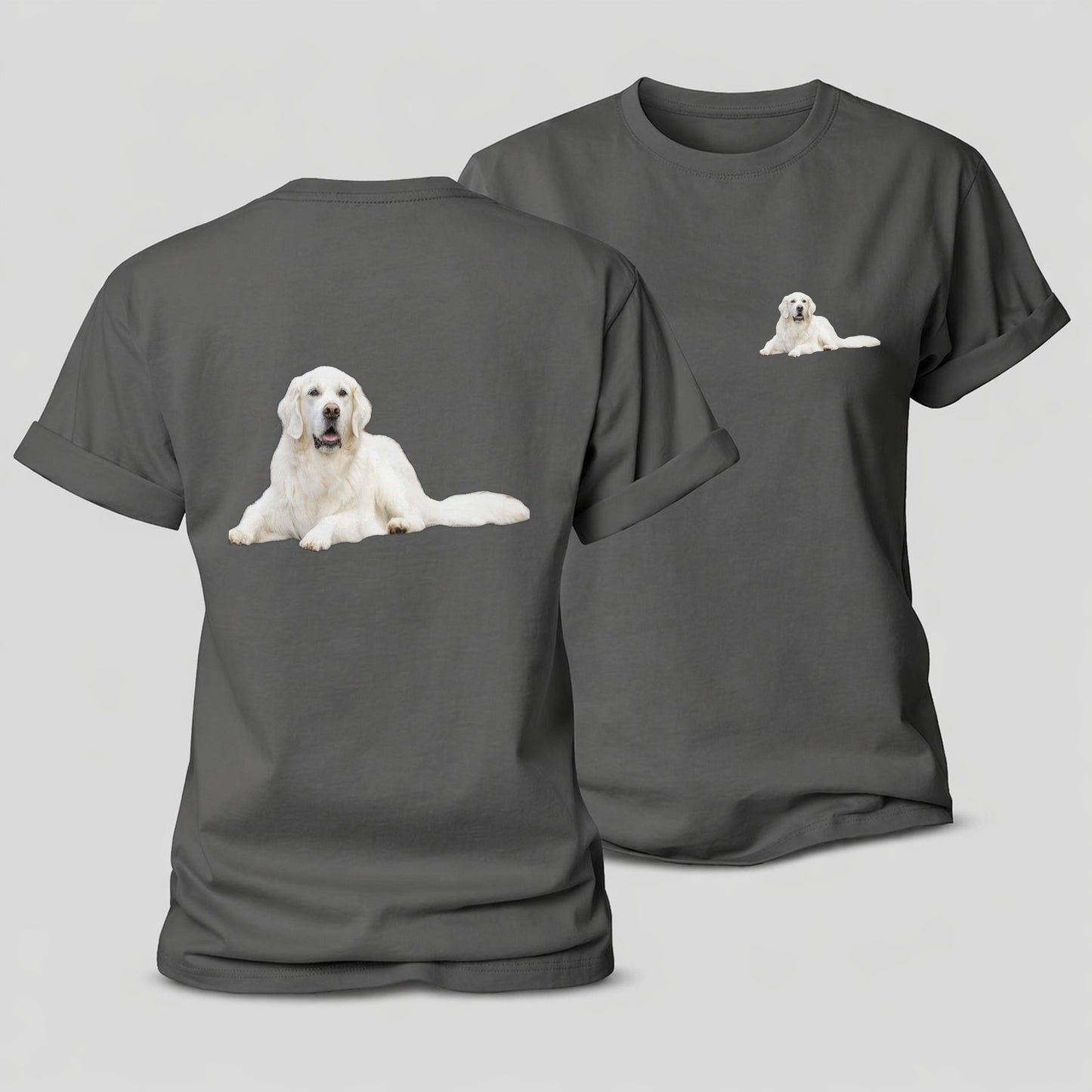 White English Cream Golden Retrievers Women's Cotton T-Shirt – Grey