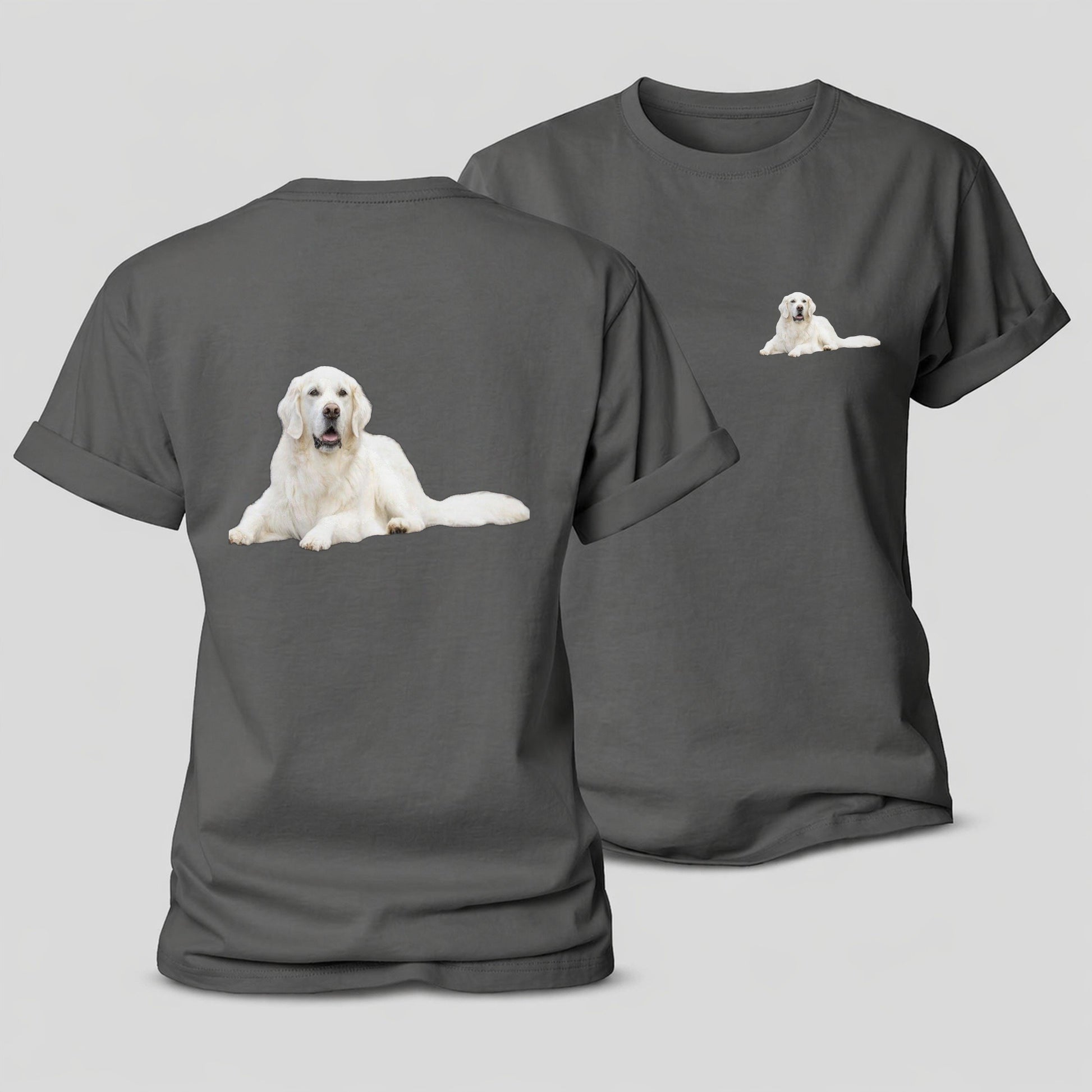 White English Cream Golden Retrievers Women's Cotton T-Shirt – Grey