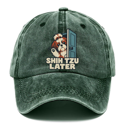 Shih Tzu Later Familiar Punchlines Classic Cap – Forest Mist