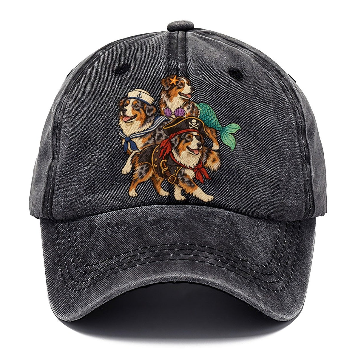 3 Australian Shepherds In Halloween Costumes Hdp 31 Parade Lineup Halloween Dog Parade Classic Cap – Graphite