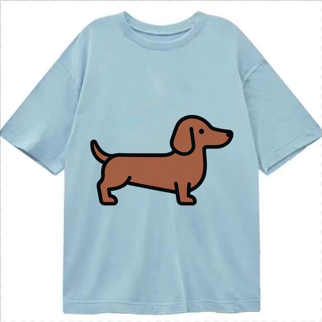 Dachshund Redbrown Smooth Flat Side Profile Classic T-shirt – Light Blue