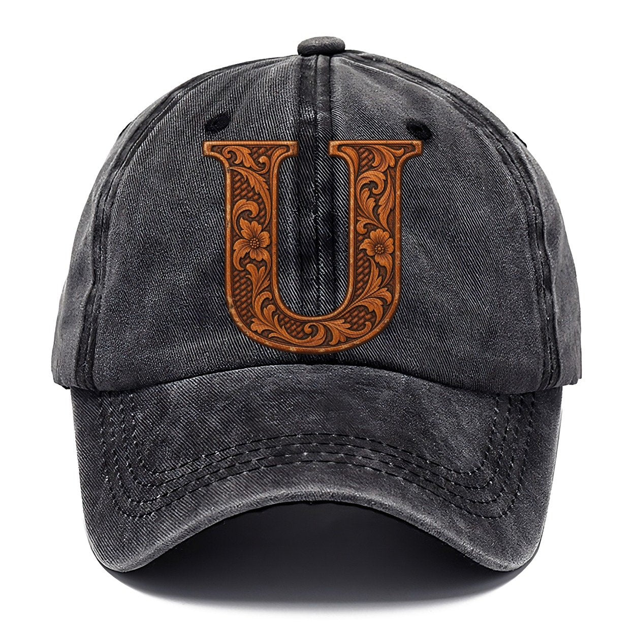 Tooled Leather U Monogram Classic Cap – Graphite