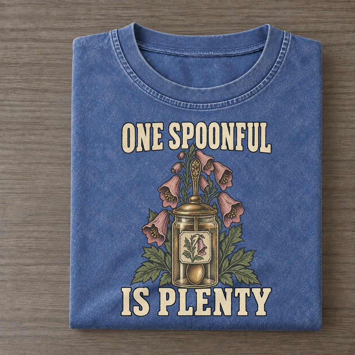 Is Plenty Botanical Warnings Vintage T-shirt – Washed Blue