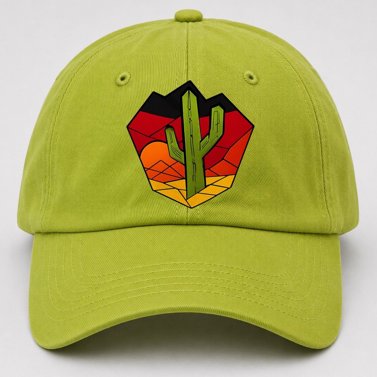 Saguaro Sunset Silhouette Baseball Cap – Fluorescent Green