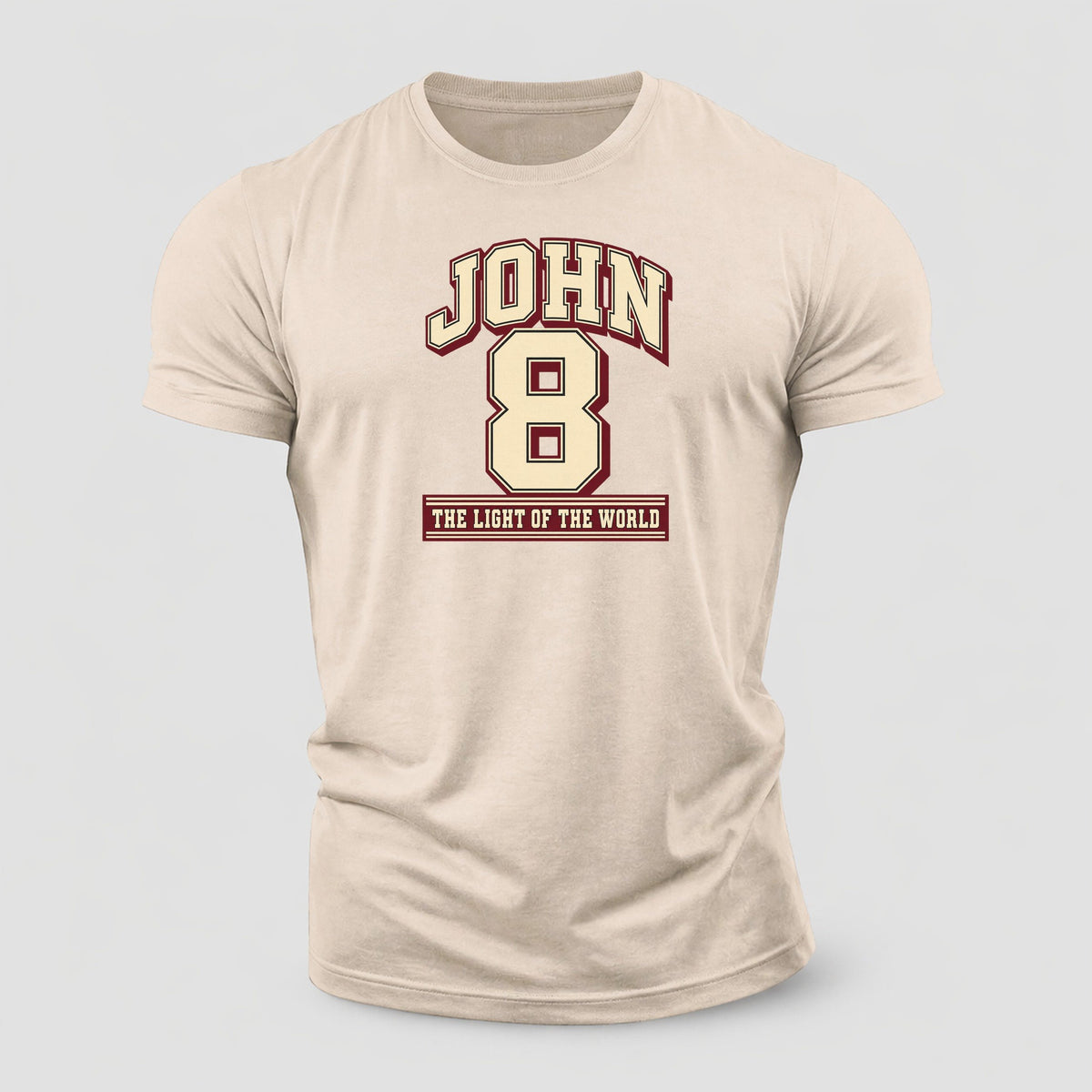 John 8 Varsity Chapel Varsity Cotton T-Shirt – Sand