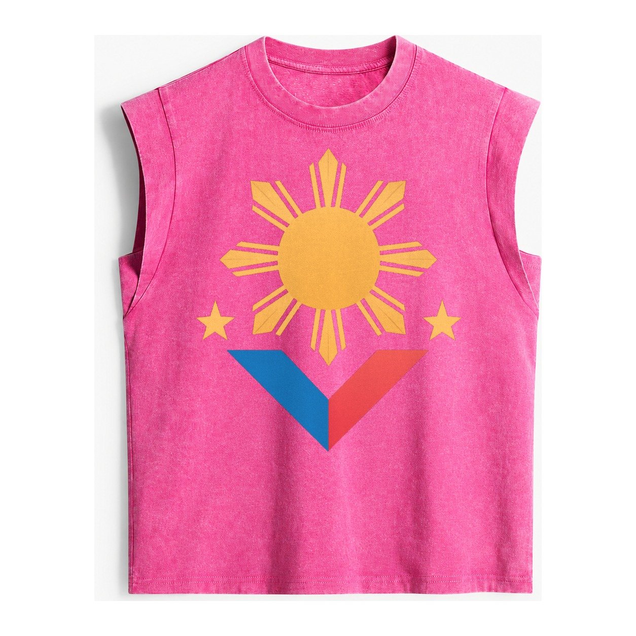 Philippines Flag Sun And Vintage Washed Tank – Pink