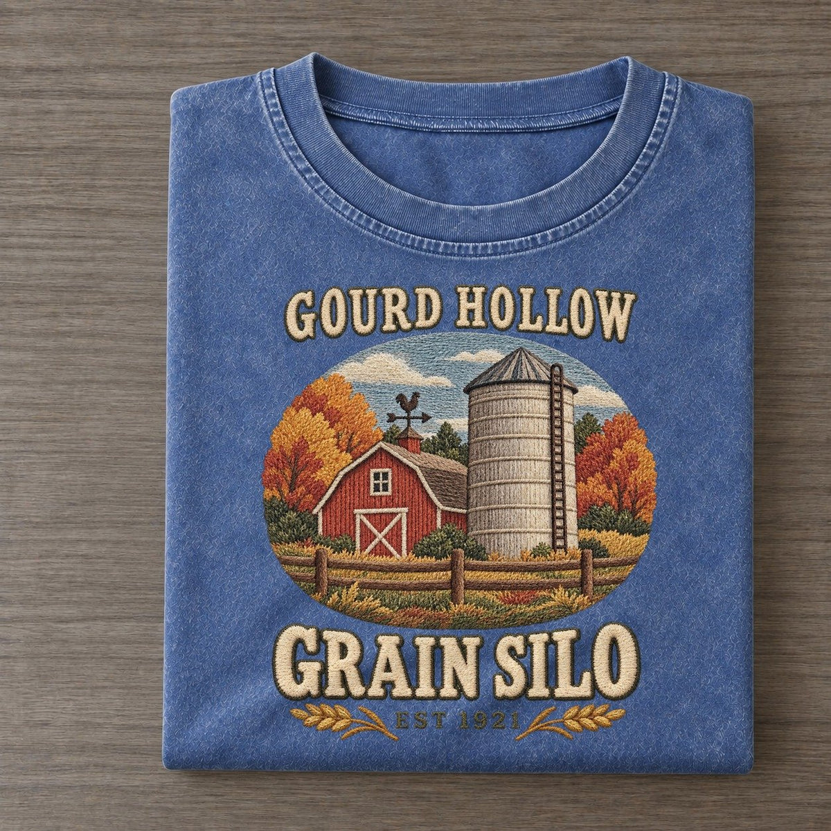 Grain Silo Gourd Hollow Vintage T-shirt – Washed Blue